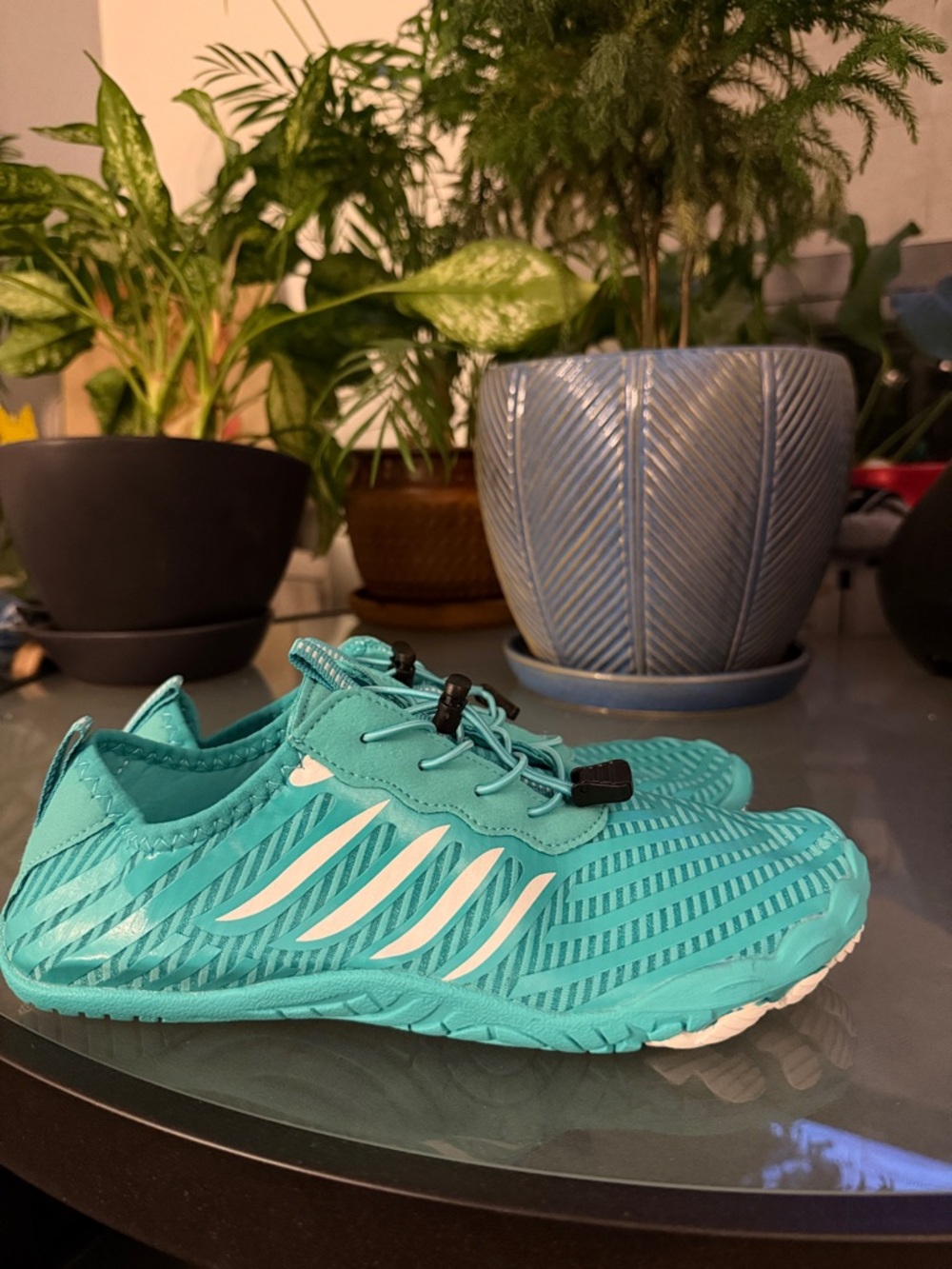 Turquoise Water Shoe with White Accents
